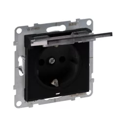  Legrand Suno 2P+F csatlakozóaljzat (rugós), biztonsági zsaluval, csapófedéllel IP21, fekete, Legrand 721427
