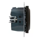 Legrand Suno 2P+F + USB-C csatlakozóaljzat (rugós), biztonsági zsaluval, fekete, Legrand 721429