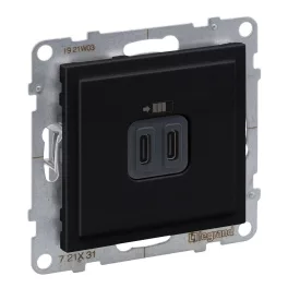   Legrand Suno 2xUSB-C csatlakozóaljzat, 3 A - 15 W, fekete, Legrand 721431