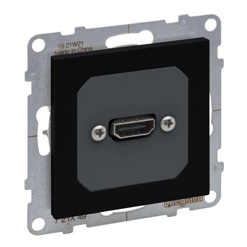 Legrand Suno elővezetékelt HDMI 1.4 típusú csatlakozóaljzat, 15 cm kábellel szállítva, fekete, Legrand 721449