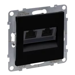   Legrand Suno 2xRJ45 Cat.5E UTP csatlakozóaljzat, fekete, Legrand 721451
