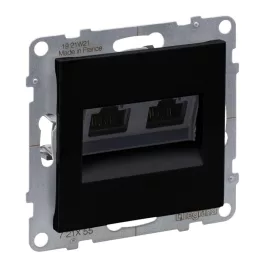   Legrand Suno 2xRJ45 Cat.6A UTP csatlakozóaljzat, fekete, Legrand 721455