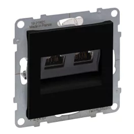   Legrand Suno 2xRJ45 Cat.6 STP csatlakozóaljzat, fekete, Legrand 721457