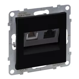   Legrand Suno RJ 11 + RJ 45 Cat.6 UTP csatlakozóaljzat, fekete, Legrand 721460