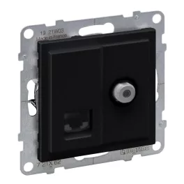   Legrand Suno TV "F" típus, végzáró + RJ45 Cat. 6 UTP csatlakozóaljzat, fekete, Legrand 721462