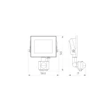 LUMINO mozgásérzékelős LED-reflektor, 120°, IP44, 20 W, Természetes fehér, fekete LL-203365 LED line