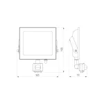 LUMINO mozgásérzékelős LED-reflektor, 120°, IP44, 50 W, Természetes fehér, fekete LL-203389 LED line