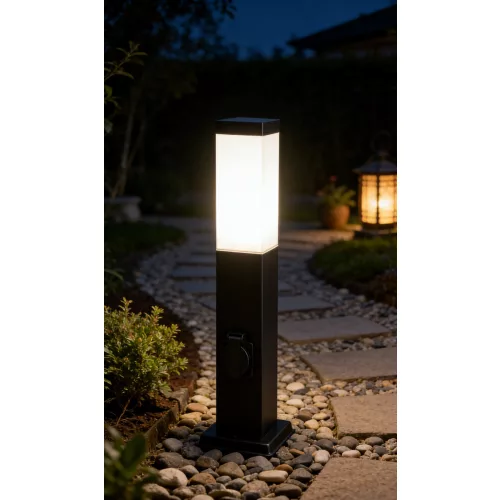 Garden post CUBE square black E27 80cm LITE