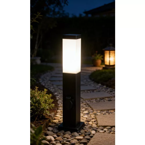 Garden post CUBE square black E27 80cm LITE