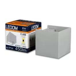   LEDline LEDOM Outdoor wall mounted luminaire LED 2x3W 4000K IP54 gray CUBE LL-478191 LED line