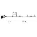 HOME ML1500WW micro LED-es fényfüzér, 150 m, 1500db melegfehér micro LED, 8 program, időzítés, hálózati adapter, távirányító, kül- és beltéri kivitel