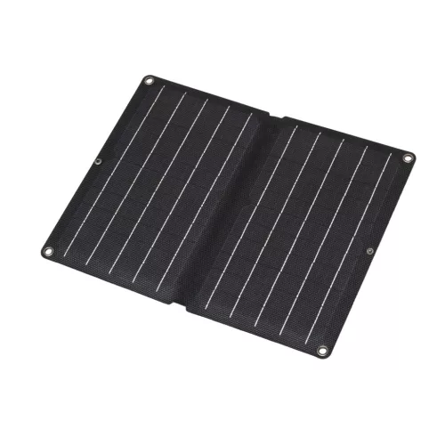 HOME MSC10W hordozható napelemes USB töltő, összecsukható, 10Watt, 2xUSB, LED töltésjelző, felakasztható, tartozék karabinerekkel