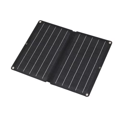 HOME MSC10W hordozható napelemes USB töltő, összecsukható, 10Watt, 2xUSB, LED töltésjelző, felakasztható, tartozék karabinerekkel