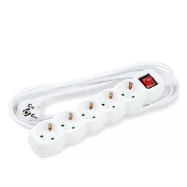   Technik Elosztó 5 utas 3m kábellel 1,5mm2 rézkábel + kapcsoló (fehér) 16A