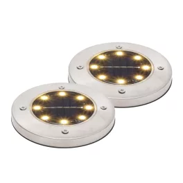   Home MX626WW napelemes kerti lámpa, 2 db-os szett, 8 db melegfehér LED, akkumulátor, acél és műanyag