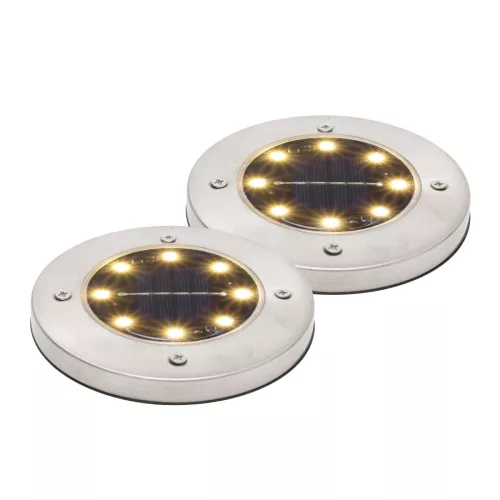 Home MX626WW napelemes kerti lámpa, 2 db-os szett, 8 db melegfehér LED, akkumulátor, acél és műanyag