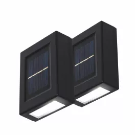   HOME MX658 napelemes falilámpa szett, 2db-os szett, 2db hidegfehér LED, cserélhető AA akkumulátor, fekete