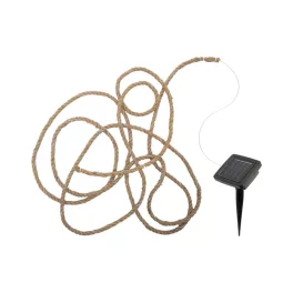   HOME MXROPE napelemes fényfüzér kötélen, 52 db melegfehér LED, 2 üzemmód, 5 méter hosszú, cserélhető akkumulátor