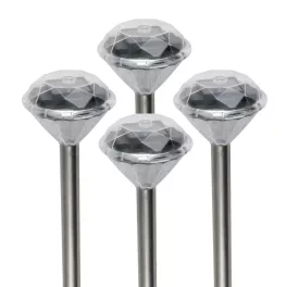   Home MX 802/4 napelemes kerti lámpa szett, 4 db, 1 db LED, fém és műanyag, automatikus, kristáylszerű fej, MX_802_4
