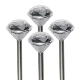   Home MX 802/4 napelemes kerti lámpa szett, 4 db, 1 db LED, fém és műanyag, automatikus, kristáylszerű fej, MX_802_4