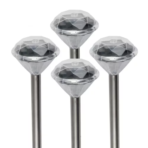 Home MX 802/4 napelemes kerti lámpa szett, 4 db, 1 db LED, fém és műanyag, automatikus, kristáylszerű fej, MX_802_4