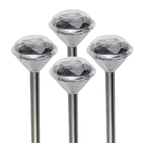 Home MX 802/4 napelemes kerti lámpa szett, 4 db, 1 db LED, fém és műanyag, automatikus, kristáylszerű fej, MX_802_4