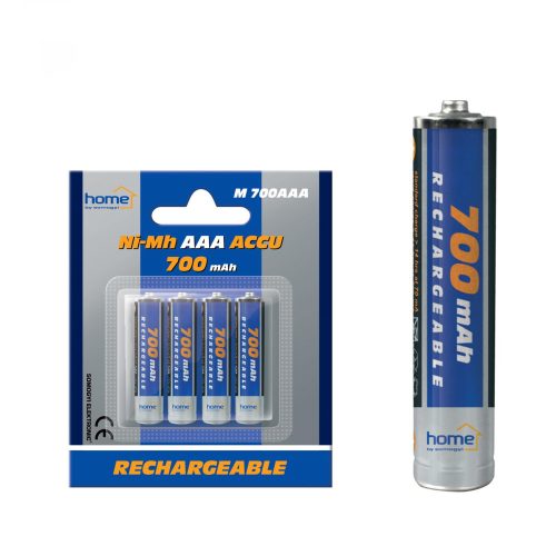 Home M 700AAA akkumulátor AAA, NiMH akkumulátor, mini ceruza, 1,2V 700 mAh kapacitás, 4 db/csomag, M_700AAA