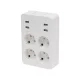 Home NV41USB tálcás USB-s elosztó, 4 földelt aljzat, 4 USB aljzat össz. 1,9A, elforgatható csatlakozódugó, max.3680W,