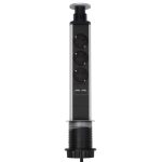 Home NVE 3/USB süllyesztett elosztó USB töltőaljzatokkal, 1,4 m, 3 földelt aljzat gyermekvédelemmel, asztalba, munkalapba építhető, süllyeszthető, max. 3680 W, NVE_3_USB