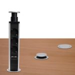 Home NVE 3/USB süllyesztett elosztó USB töltőaljzatokkal, 1,4 m, 3 földelt aljzat gyermekvédelemmel, asztalba, munkalapba építhető, süllyeszthető, max. 3680 W, NVE_3_USB