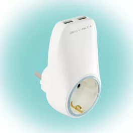   Home NV 2100 USB hálózati aljzat USB töltőaljzatokkal, 2xUSB töltőaljzat 5V/max.2,1A, földelt hálózati aljzat gyermekvédő zsaluval, NV_2100_USB