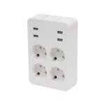 Home NV 4 USB tálcás USB-s elosztó, 4 földelt aljzat, 4 USB aljzat, elforgatható csatlakozódugó, max.3680W,
