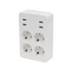 Home NV 4 USB tálcás USB-s elosztó, 4 földelt aljzat, 4 USB aljzat, elforgatható csatlakozódugó, max.3680W,
