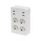 Home NV 4 USB tálcás USB-s elosztó, 4 földelt aljzat, 4 USB aljzat, elforgatható csatlakozódugó, max.3680W,