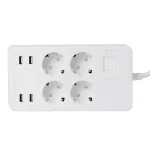 Home NV 4 WIFI smart elosztó, 1,5 m, H05VV-F 3G1,5 mm2 kábel, 4 földelt aljzat, 4 USB aljzat, max.3680W, Tuya alkalmazás kompatibilis, WiFi-s, NV_4_WIFI
