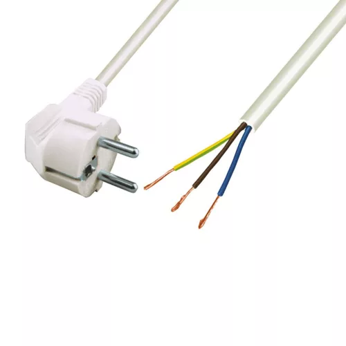 Home N 7 hálózati csatlakozókábel, 2 m, H05VV-F 3G0,75 mm2 kábellel, védőérintkezős, max.1380W, fehér, N_7