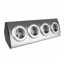   GTV SAROKBA ILLESZTHETŐ ASZTALI ELOSZTÓ, 4x230V, EZÜST, SCHUKO, 3680W, OR-AE-1340(GS)