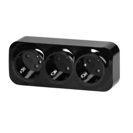   Orno Falon kívüli hármas dugalj, fekete, 2P+F 16A 230V IP20 OR-OE-7209