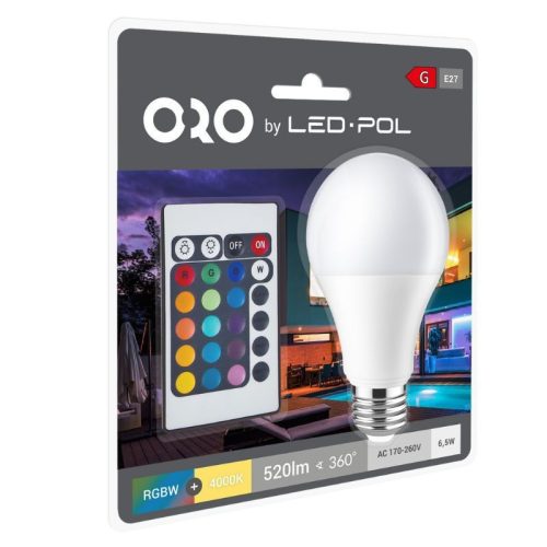 ORO-E27-A60-6,5W-RGBW Szabályozható LED fényforrás, ORO04112 SpectrumLED