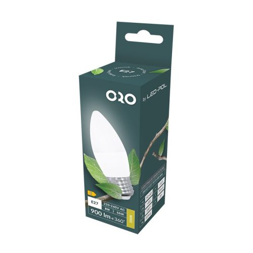 ORO-E27-C37-TOTO-8W-WW LED gyertya fényforrás, ORO04165 SpectrumLED