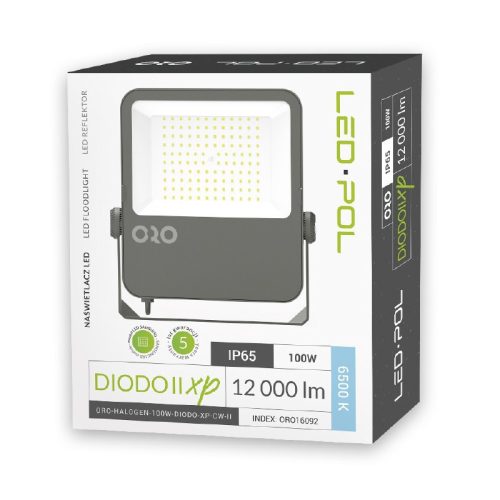 ORO-HALOGEN-100W-DIODO-XP-CW-II Fekete LED reflektor, ORO16092 SpectrumLED