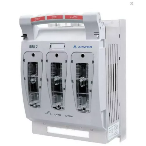 Apator RBK 2 pro szakaszoló, késes biztosítós, vízszintes, 3f., 400A, lapra szerelhető, M csatl.