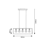 Rábalux 2294 Indigo Függeszték fekete-bükk E27 5x MAX 40, IP20