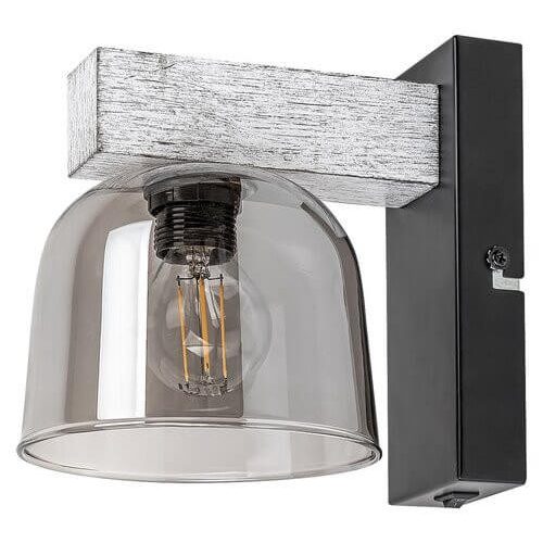 Rábalux 3081 Cardamom Beltéri Fali lámpa ezüst tölgy-füstszínű üveg E14 1x MAX 40, IP20