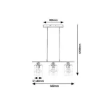 Rábalux 3580 Miroslaw Beltéri Függeszték szatin króm-átlátszó E27 3x MAX 40, IP20