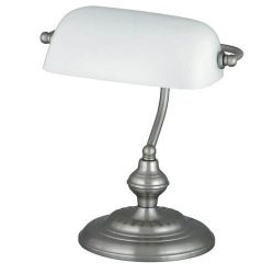   Rábalux 4037 Bank Beltéri Asztali lámpa szatin króm-fehér E27 1x MAX 60, IP20