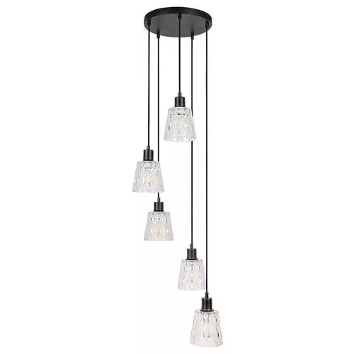 Rábalux 5334 Jarina Beltéri Függeszték fekete-átlátszó E27 5x MAX 40, IP20
