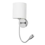 Rábalux 6529 Larkin Beltéri Fali lámpa króm-fehér alabástrom üveg E27 1x MAX 40 + LED 3, IP20