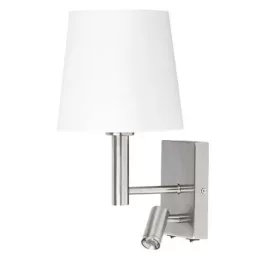   Rábalux 6539 Harvey Beltéri Fali lámpa szatin króm-fehér E27 1x MAX 40 + LED 3, IP20