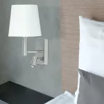 Rábalux 6539 Harvey Beltéri Fali lámpa szatin króm-fehér E27 1x MAX 40 + LED 3, IP20